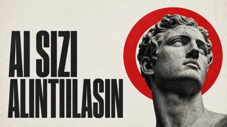 Atelier Marka için yapay zeka görünürlüğünü anlatan brutalist kırmızı siyah featured image